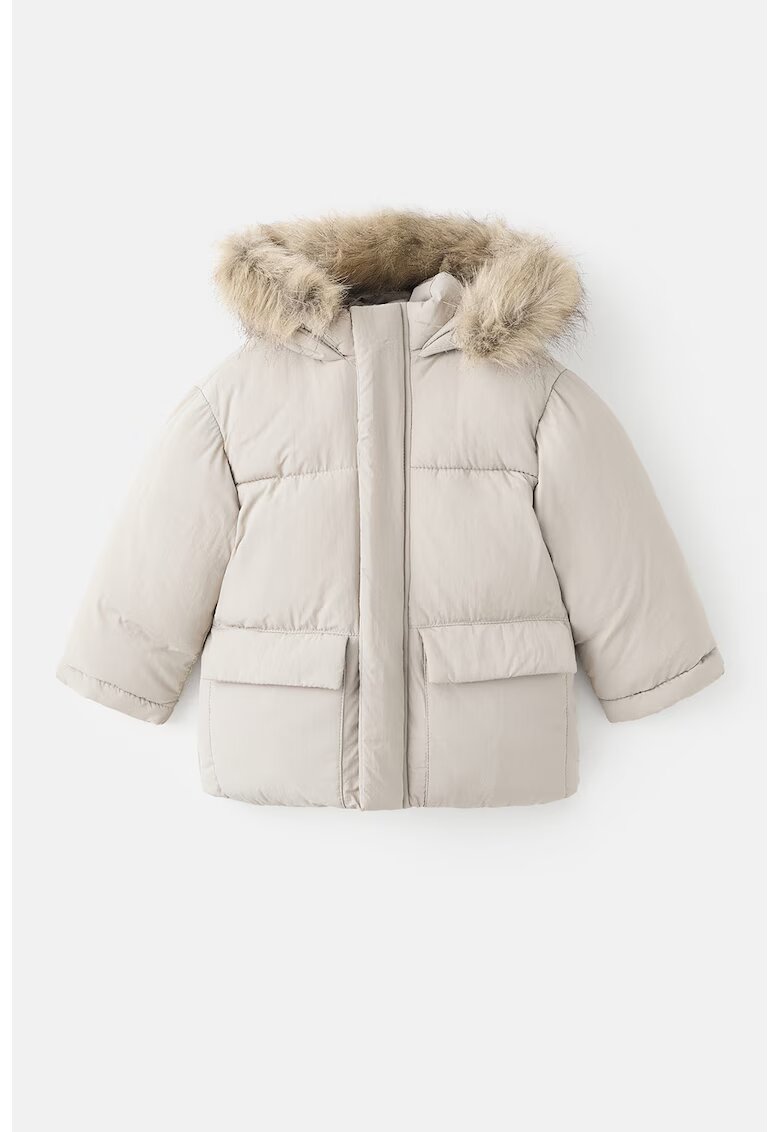 MANGO Geaca cu model uni - Maro taupe deschis