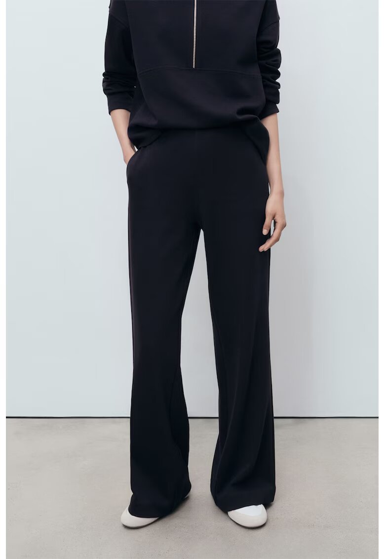 MANGO Pantaloni cu croiala ampla si talie inalta - Albastru ultramarin