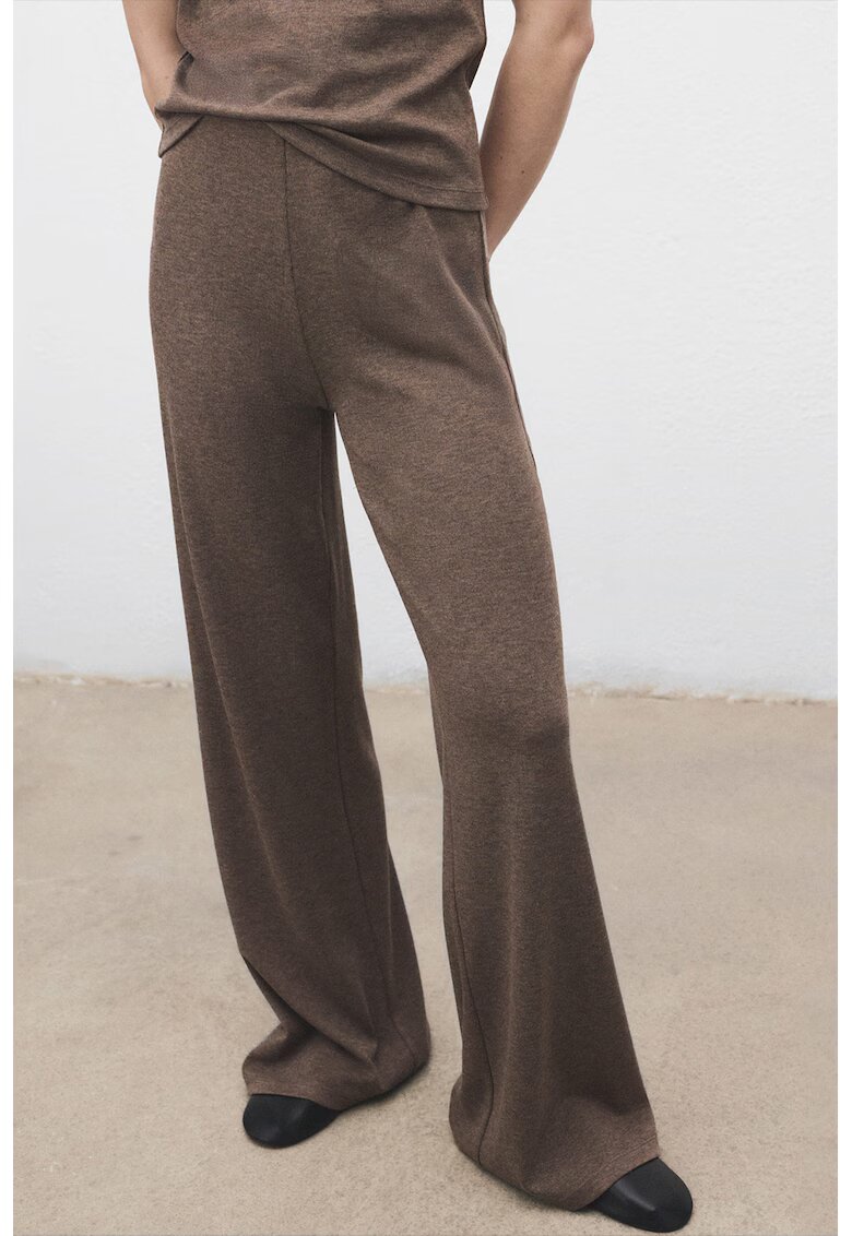 MANGO Pantaloni cu croiala ampla si talie inalta - Maro taupe