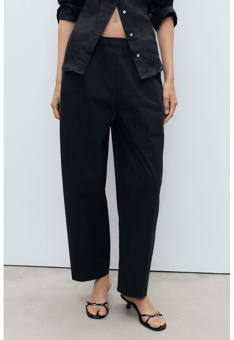 MANGO Pantaloni cu croiala dreapta si model uni - Negru