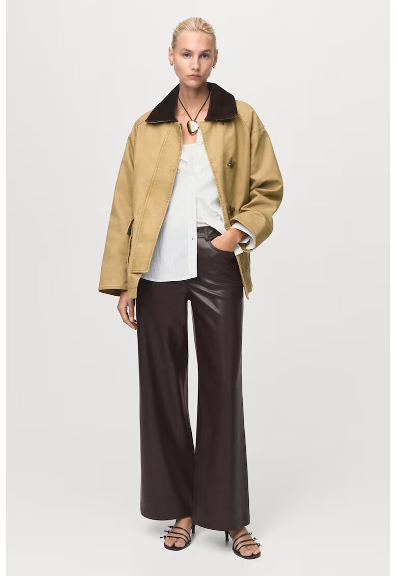MANGO Pantaloni din piele ecologica cu croiala ampla - Violet tyrian