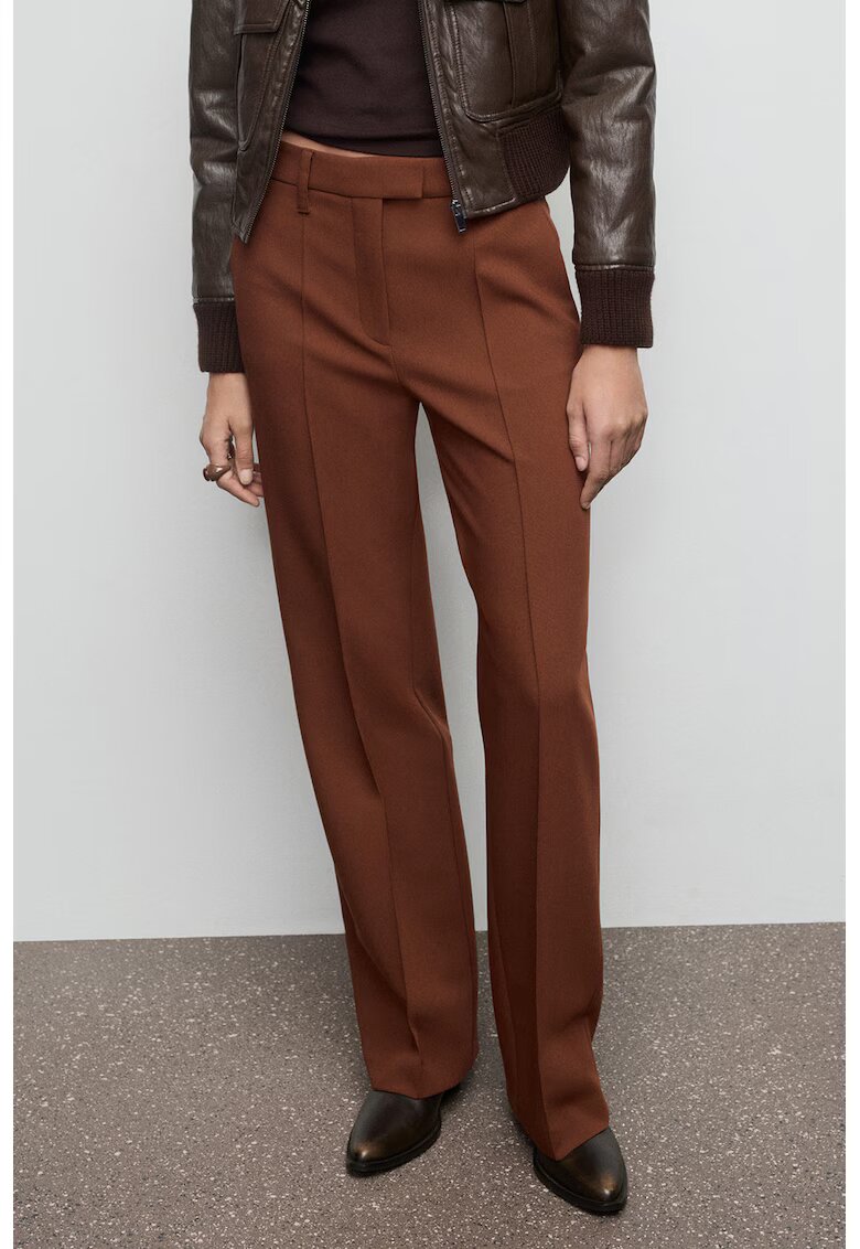 MANGO Pantaloni drepti cu talie inalta - Portocaliu stins