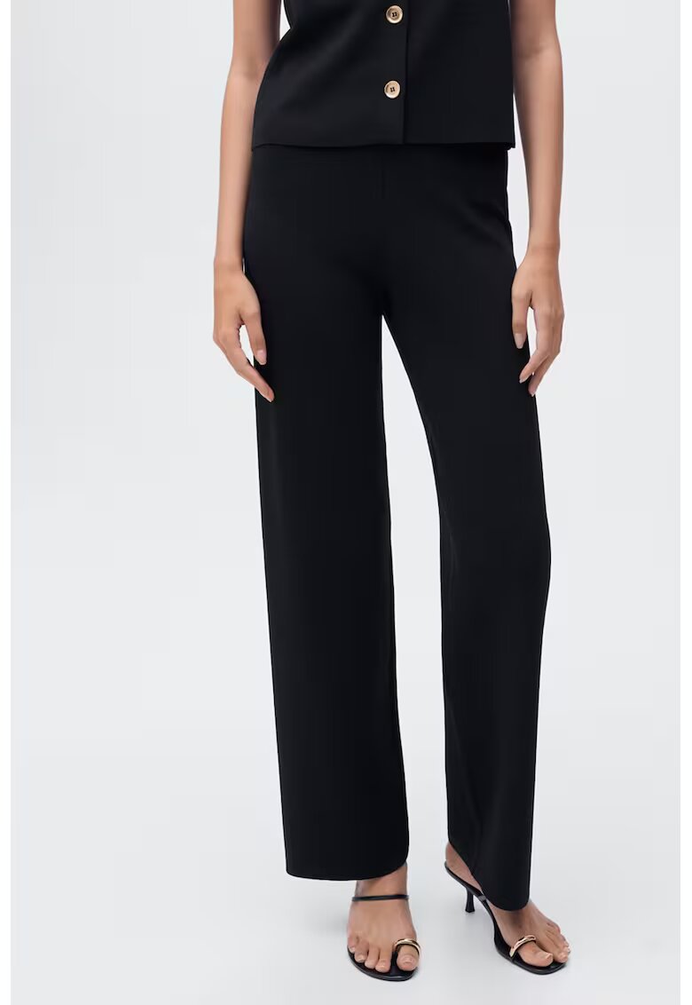 MANGO Pantaloni drepti tricotati - Negru