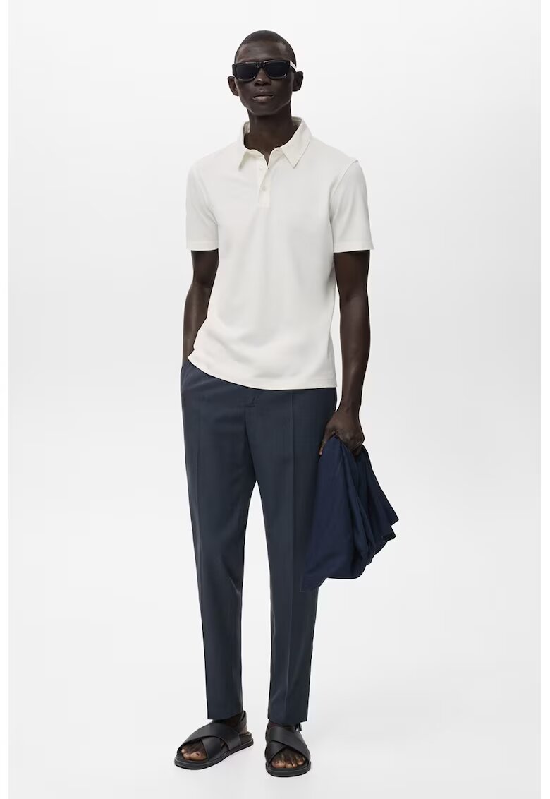 MANGO Pantaloni eleganti din amestec de lyocell cu buzunare laterale - Bleumarin
