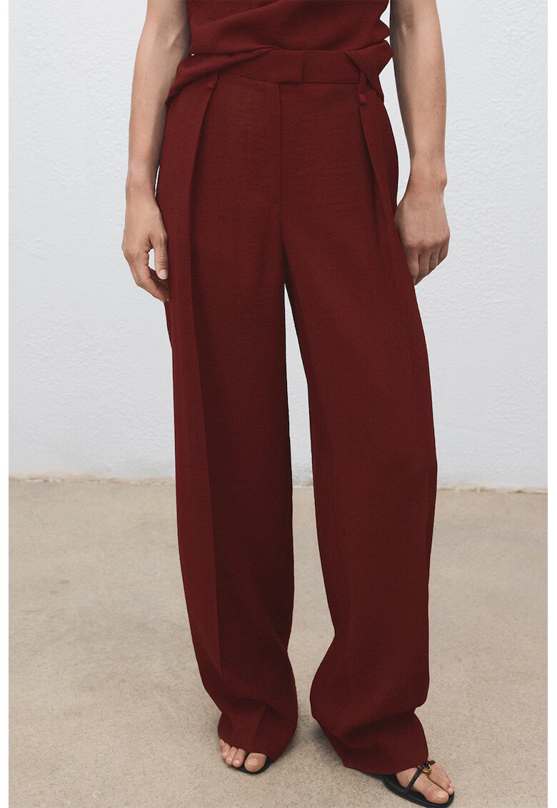 MANGO Pantaloni relaxed fit cu pensa frontala - Visiniu