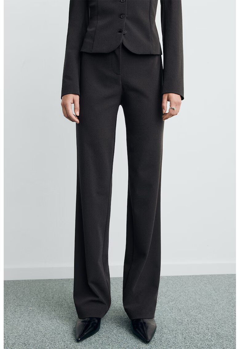 MANGO Pantaloni slim-fit cu talie inalta - Negru stins