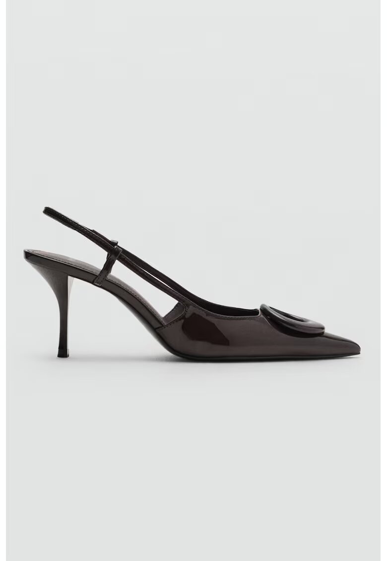 MANGO Pantofi slingback din piele ecologica - Maro inchis