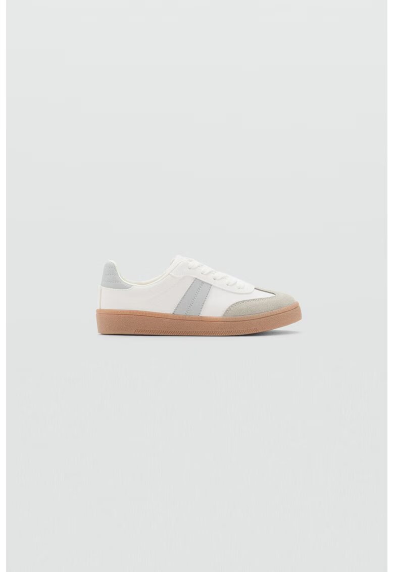 MANGO Pantofi sport cu detalii din piele intoarsa - Gri deschis/Alb murdar