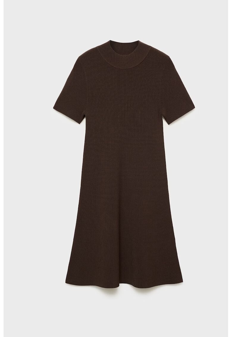 MANGO Rochie evazata din tricot - Maro inchis