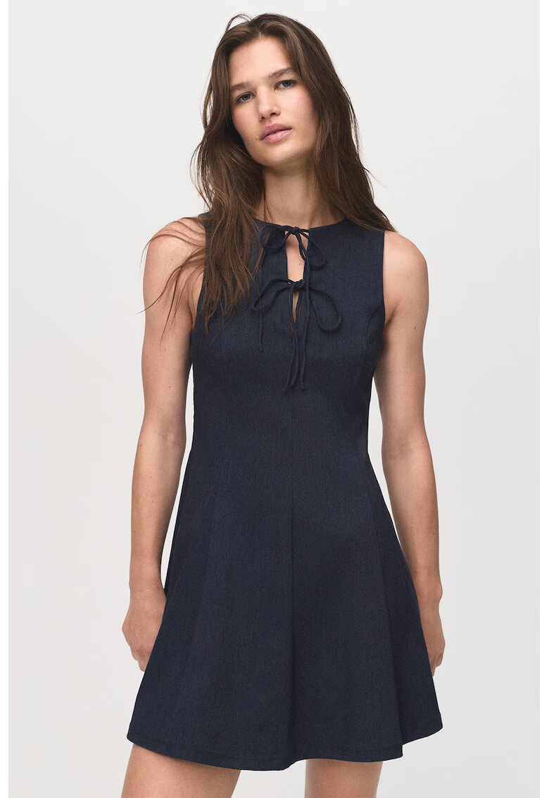 MANGO Rochie mini cu prindere frontala - Albastru ultramarin