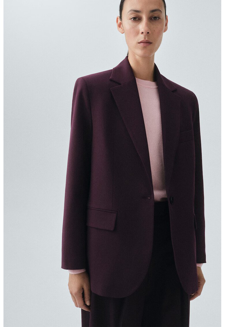 MANGO Sacou din amestec de lana cu slit pe partea din spate - Violet tyrian