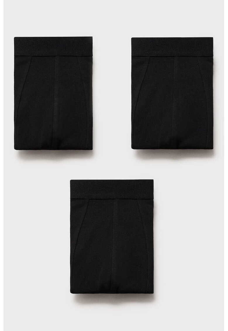 MANGO Set de boxeri cu model uni si banda elastica in talie - 3 perechi - Negru