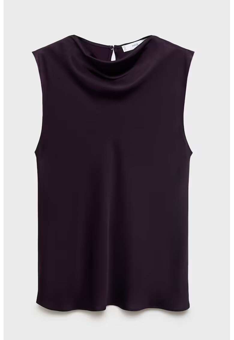 MANGO Top cu aspect satinat si decolteu drapat - Violet pruna