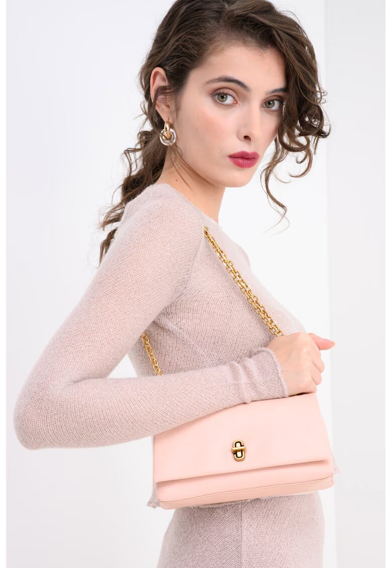 Marc Jacobs Geanta crossbody din piele The Dual - Roz pastel