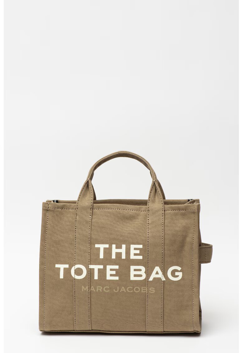 Marc Jacobs Geanta tote medie cu imprimeu logo si bareta detasabila The Canvas - Alb/Kaki - 27x32.5x12