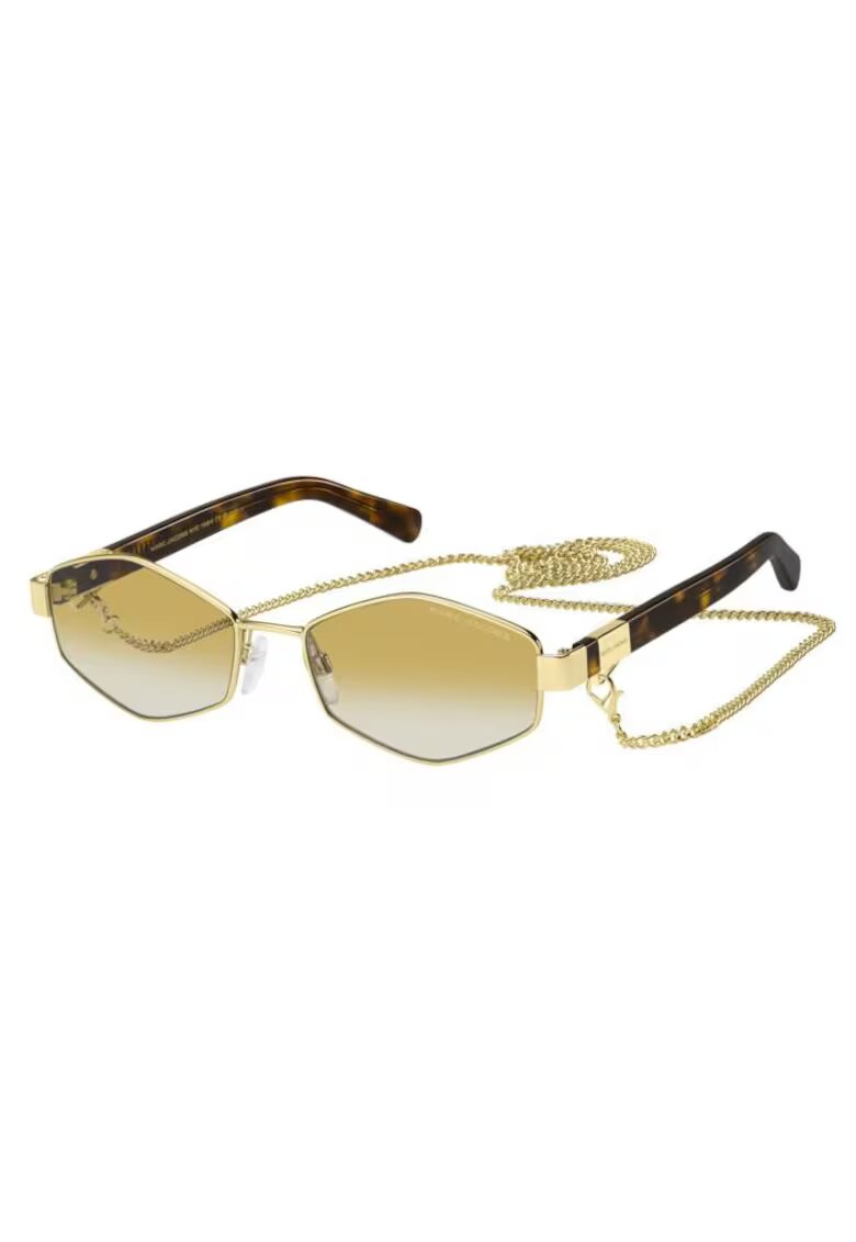 Marc Jacobs Ochelari de soare hexagonali cu lant detasabil - Auriu/Maro