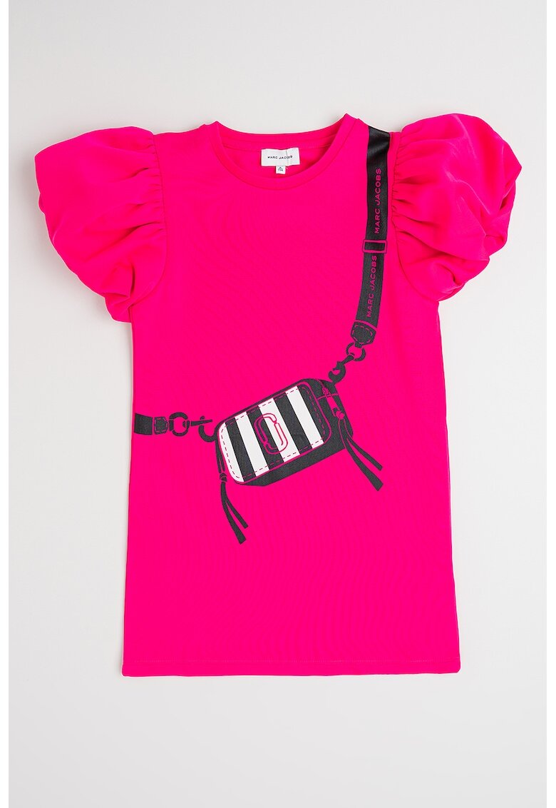 Marc Jacobs Rochie cu maneci scurte si imprimeu - Negru/Fucsia