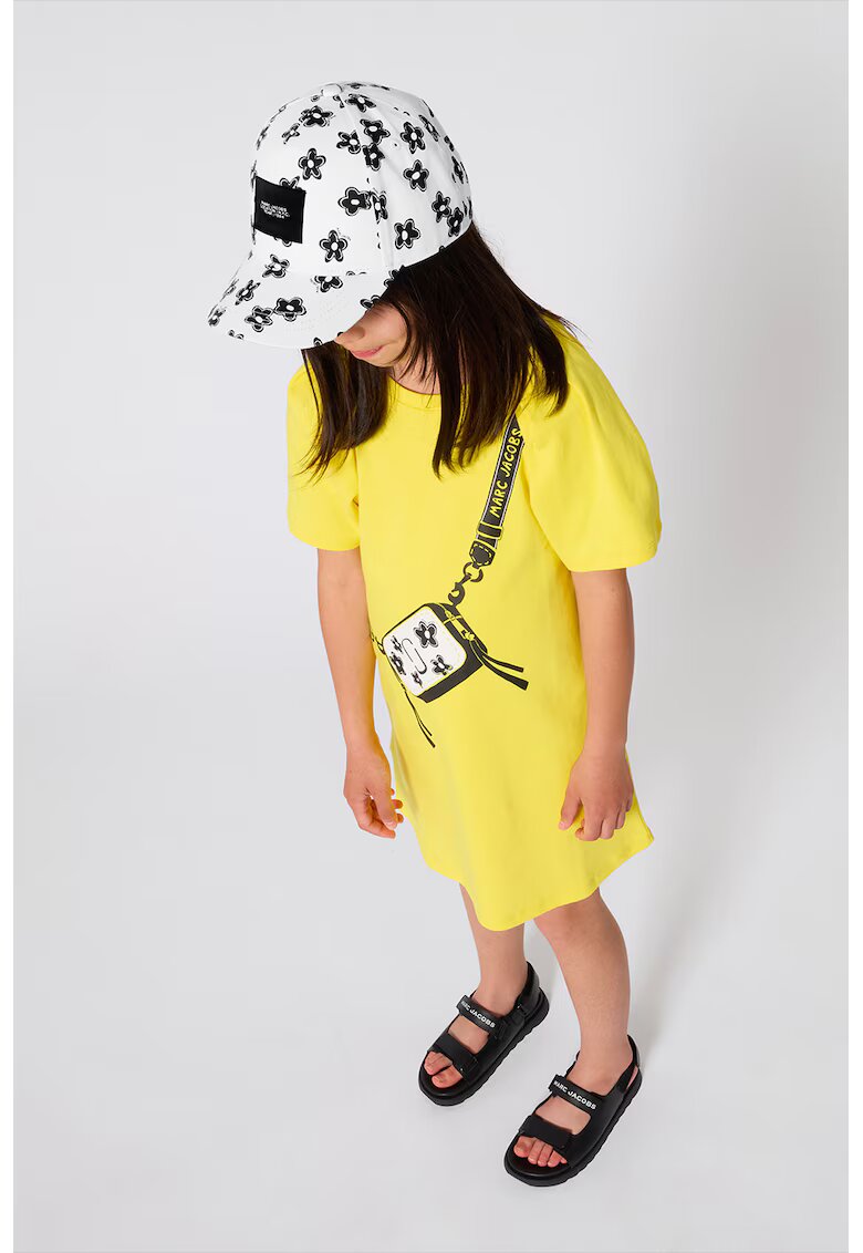 Marc Jacobs Rochie-tricou cu imprimeu grafic si maneci fluture - Galben
