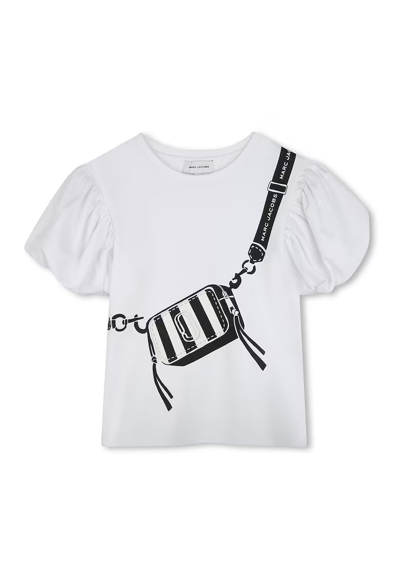Marc Jacobs Tricou cu imprimeu si maneci bufante - Alb/Negru