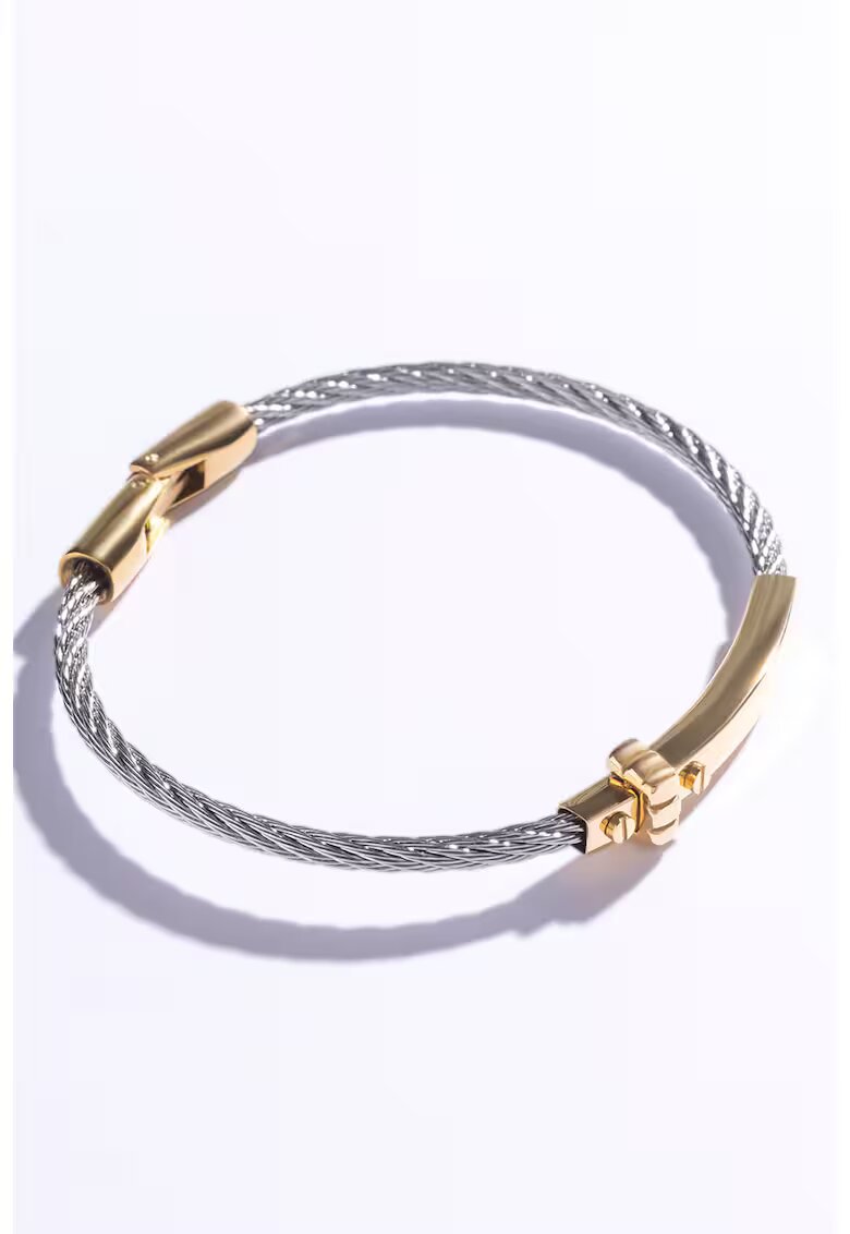 Marc Malone Bratara placata cu aur de 18K - cu model rasucit - Auriu/Gri