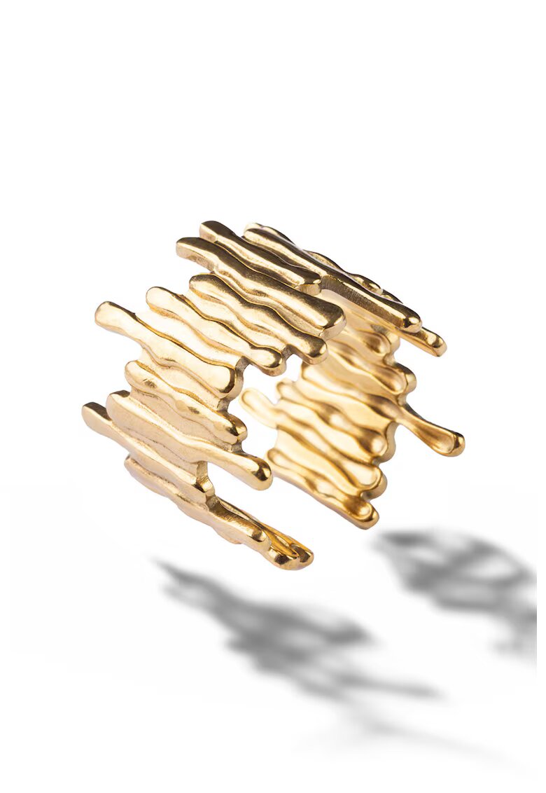 Marc Malone Inel abstract placat cu aur de 18K - Auriu