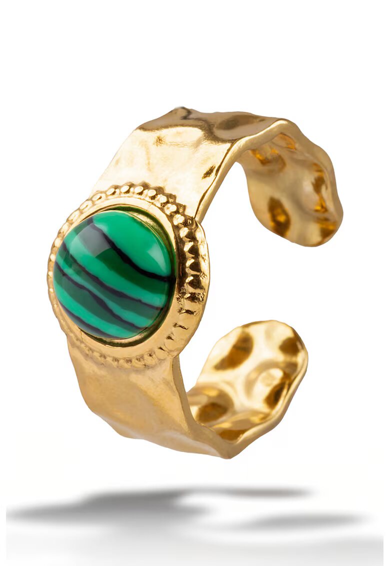 Marc Malone Inel cu piatra placat cu aur de 18K - Auriu/Verde aquamarin