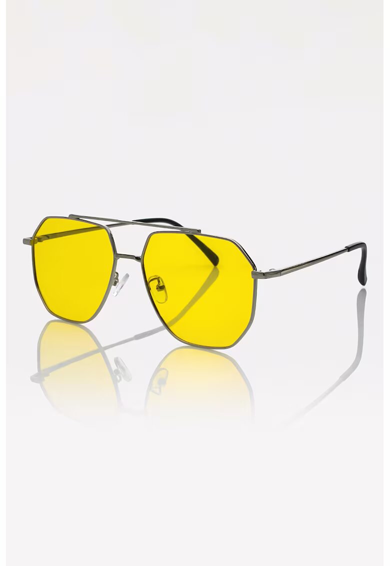 Marc Malone Ochelari de soare aviator unisex cu lentile polarizate - Argintiu