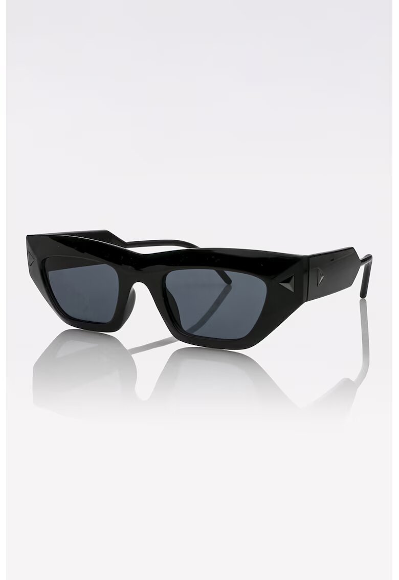 Marc Malone Ochelari de soare cat-eye unisex cu aspect masiv - Negru
