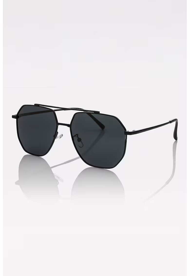 Marc Malone Ochelari de soare cu lentile polarizate si aspect metalizat - Negru