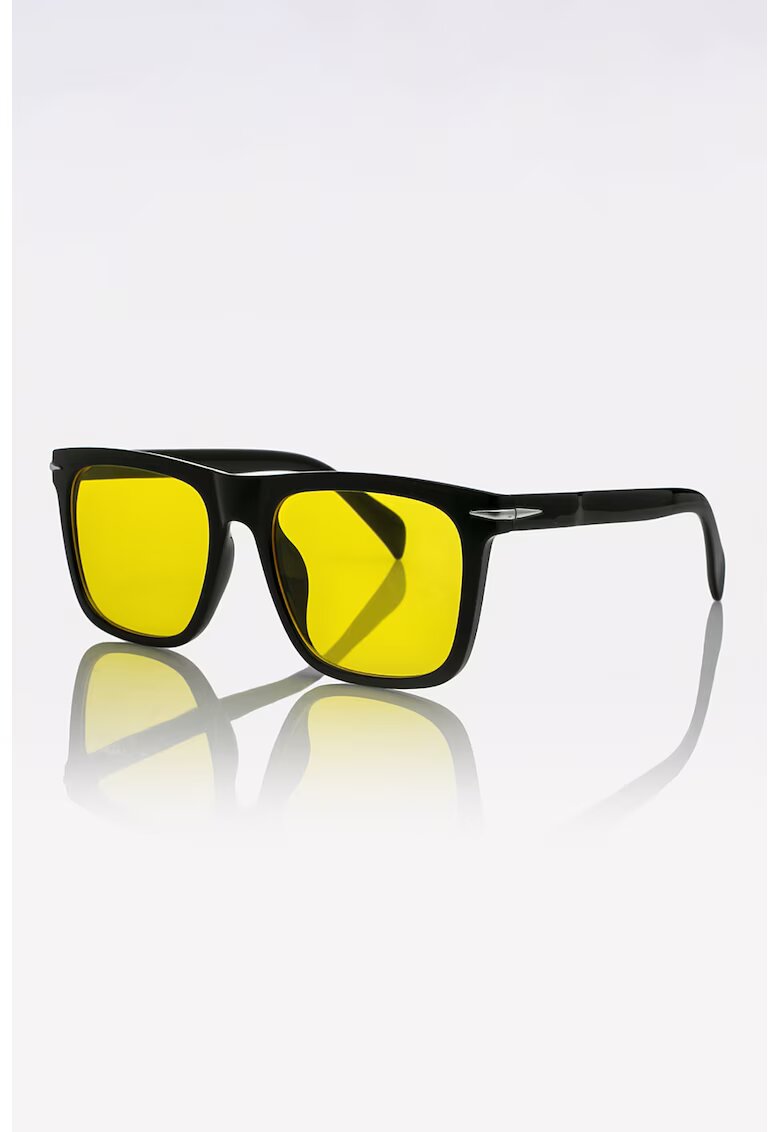 Marc Malone Ochelari de soare dreptunghiulari unisex cu lentile polarizate - Negru