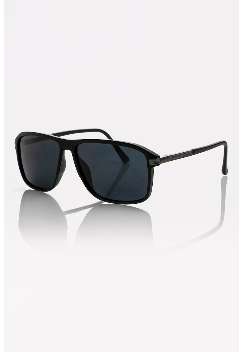 Marc Malone Ochelari de soare patrati unisex cu lentile polarizate - Negru/Argintiu inchis