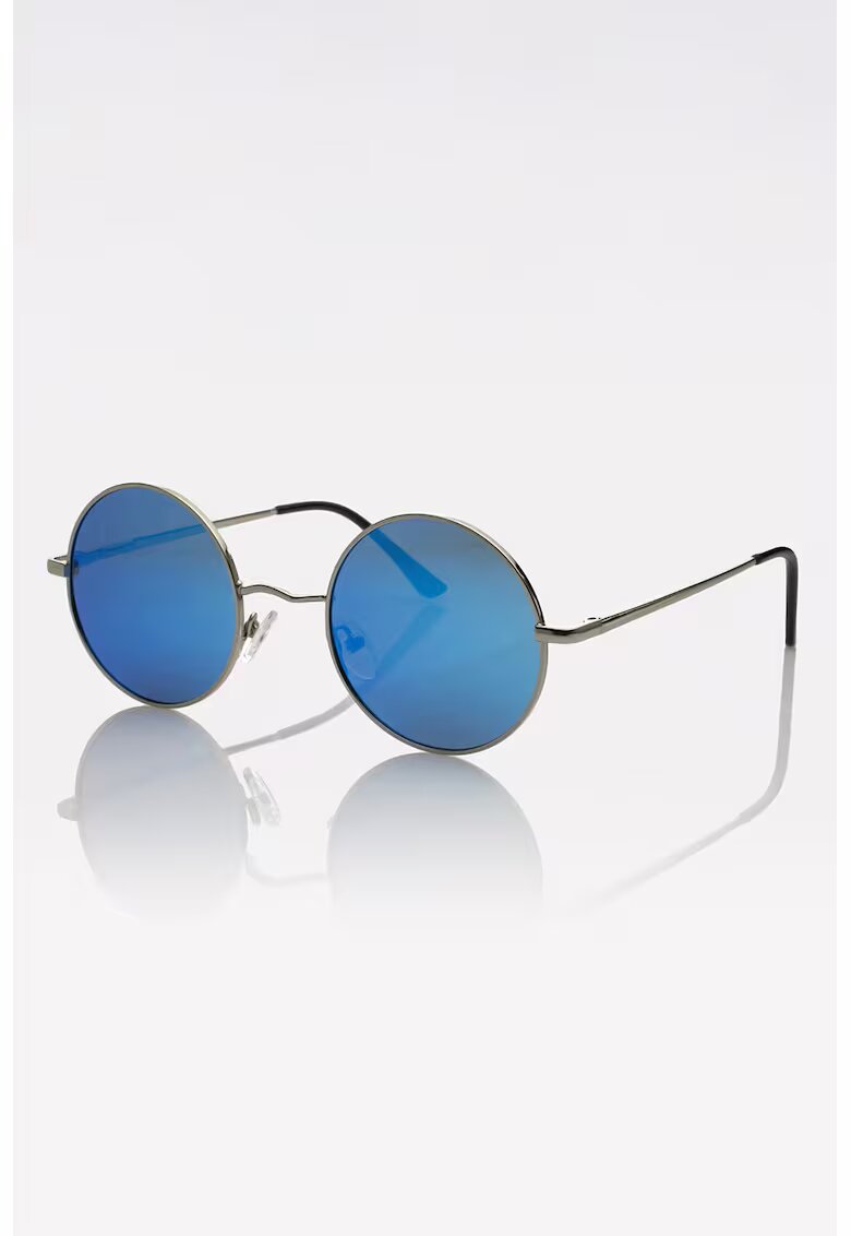 Marc Malone Ochelari de soare rotunzi unisex cu lentile polarizate - Argintiu