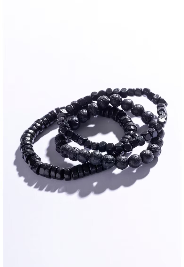 Marc Malone Set de bratari din margele - 3 piese - Negru