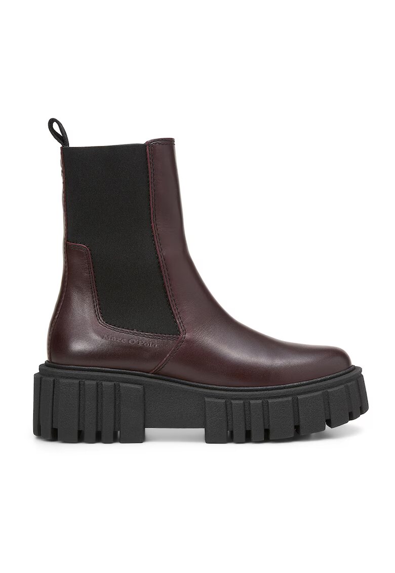 Marc OPolo Ghete Chelsea de piele - Maro inchis