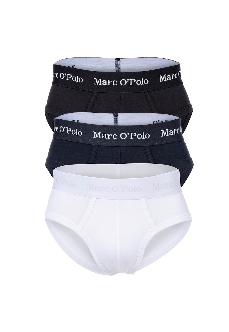 Marc OPolo Set de chiloti cu banda logo in talie - 3 perechi - Alb/Negru/Bleumarin