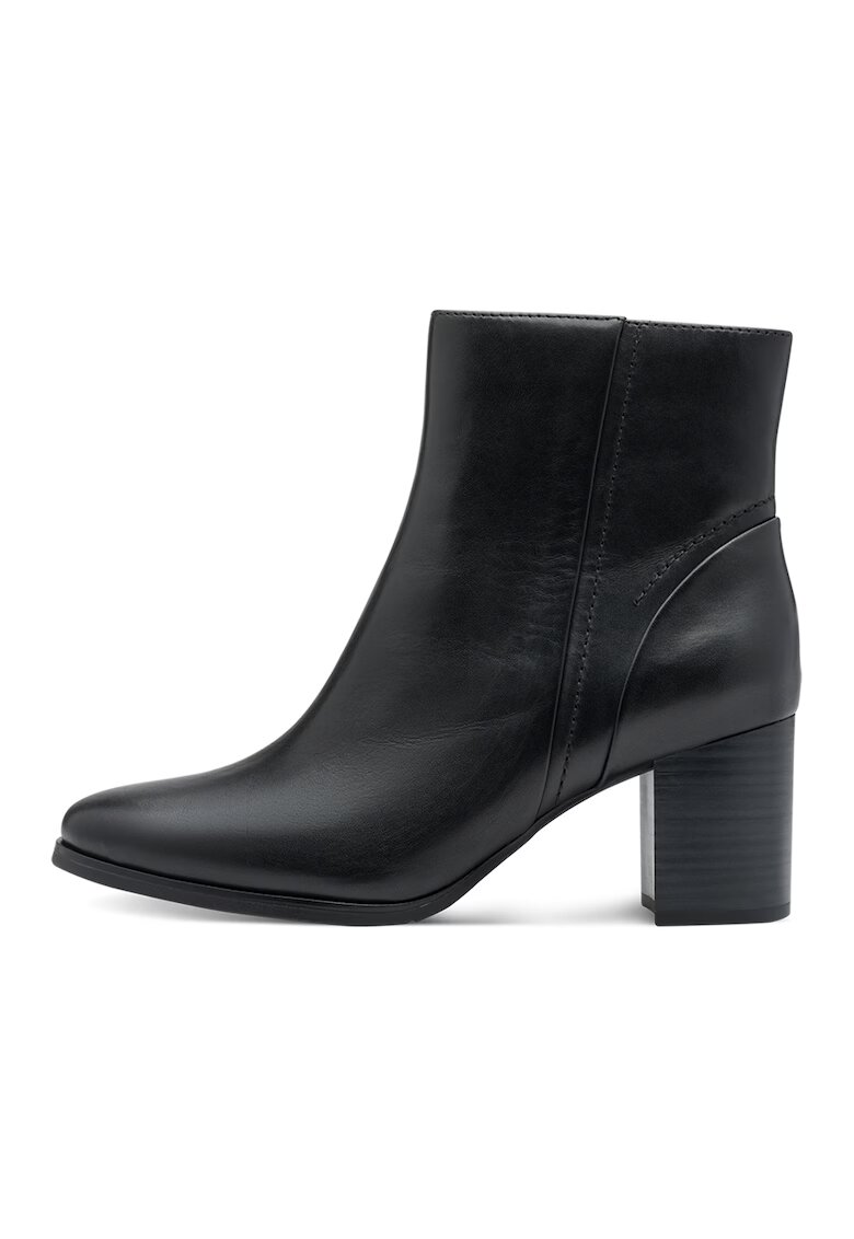 Marco Tozzi Botine de piele cu fermoar - Negru