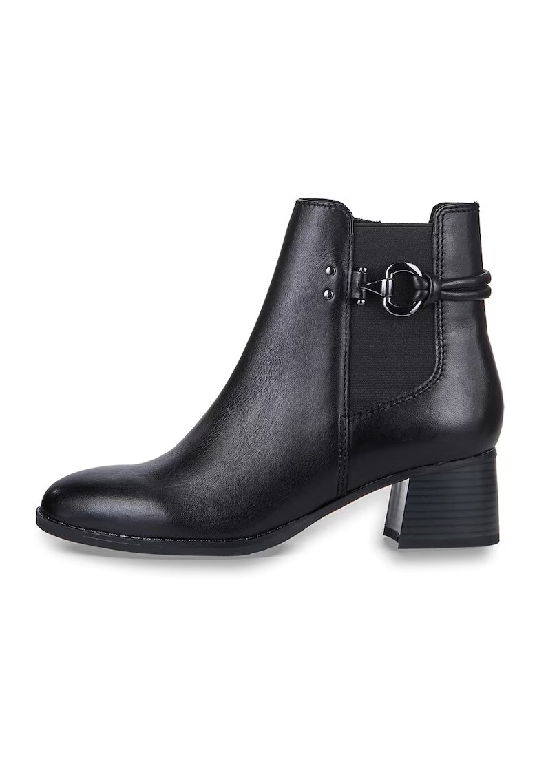 Marco Tozzi Botine de piele cu segment textil - Negru