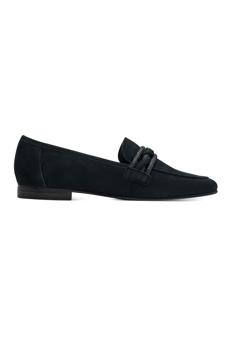 Marco Tozzi Pantofi loafer de piele intoarsa cu strasuri - Gri carbune