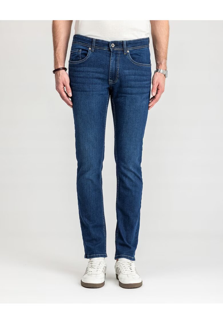 MARCUS Blugi Barbati - Felix - Regular Fit - Talie Medie - 98% Bumbac - 2% Elastan - Fermoar - Lungi - 5 Buzunare - Albastru