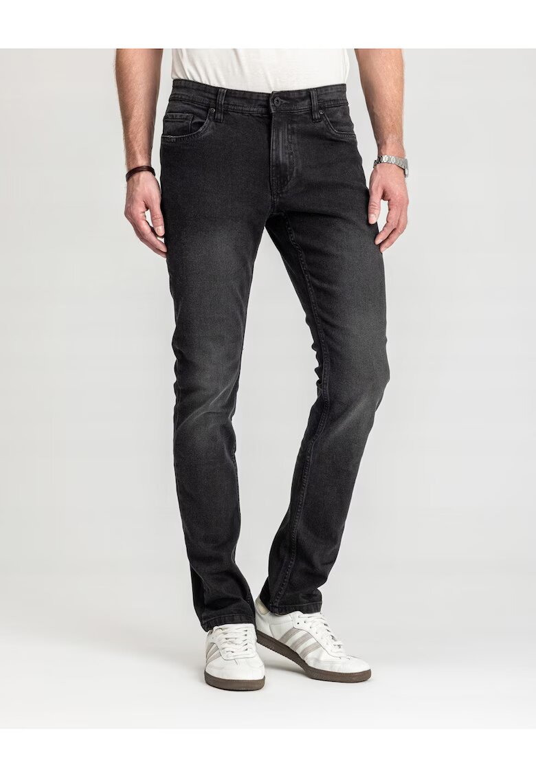 MARCUS Blugi Barbati - Felix - Straight Fit - Talie Medie - 100% Bumbac - Fermoar - Lungi - 5 Buzunare - Gri inchis