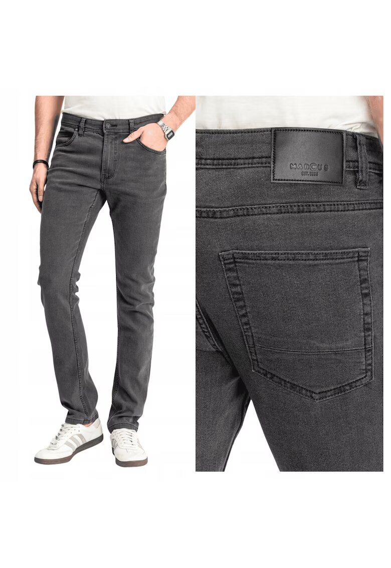 MARCUS Blugi Barbati - Sebb - Regular Fit - Talie Medie - 70% Bumbac - 30% Poliester - Fermoar - Lungi - 5 Buzunare - Gri - Gri