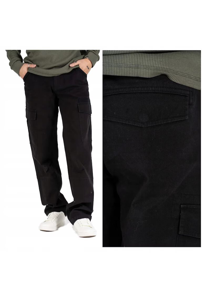 MARCUS Pantaloni Barbati - Gerry Cargo - Loose Fit - Talie Medie - Fermoar - Lungi - 5 Buzunare - Bumbac - Elastan - Negru - Negru