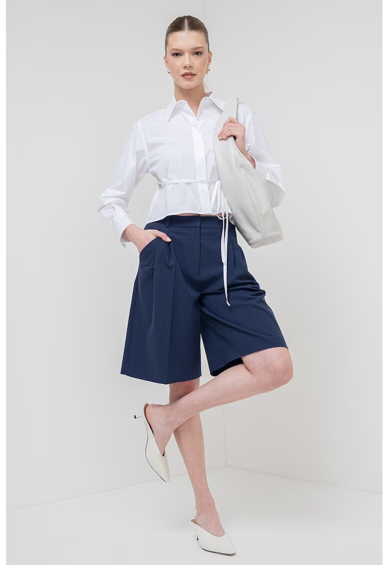 Marella Camasa crop din amestec de bumbac Marsala - Alb optic
