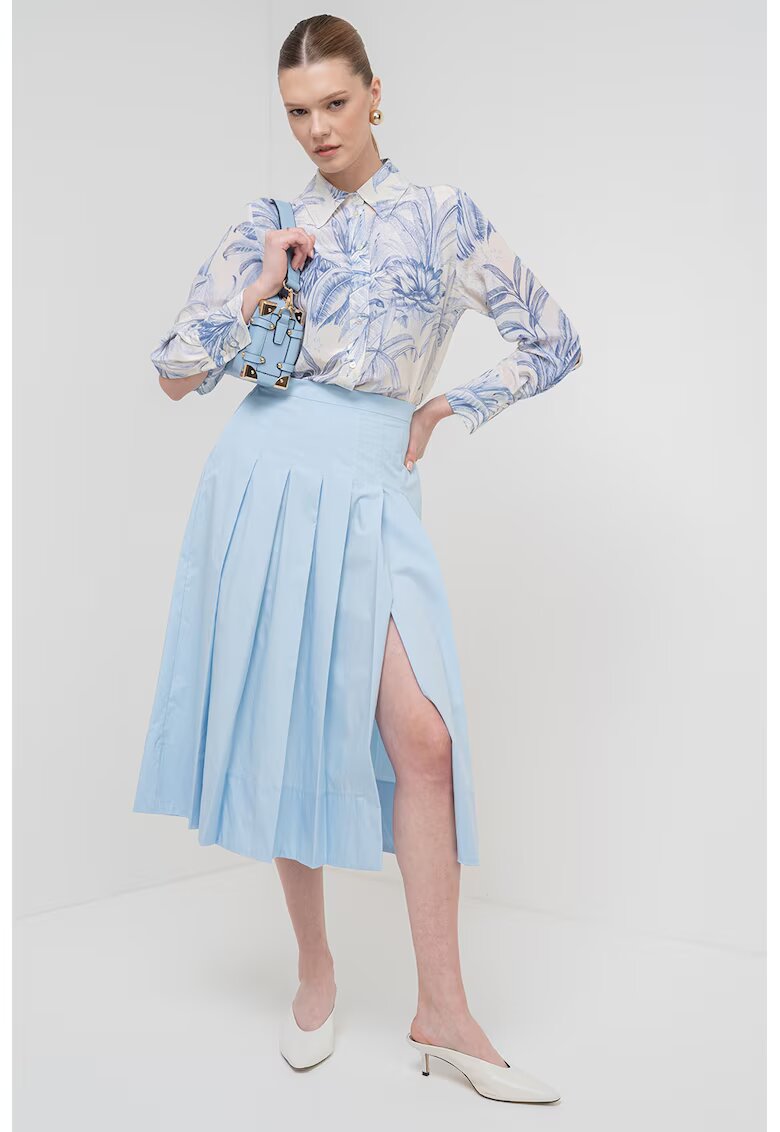 Marella Fusta midi cu model plisat Dritto - Albastru deschis