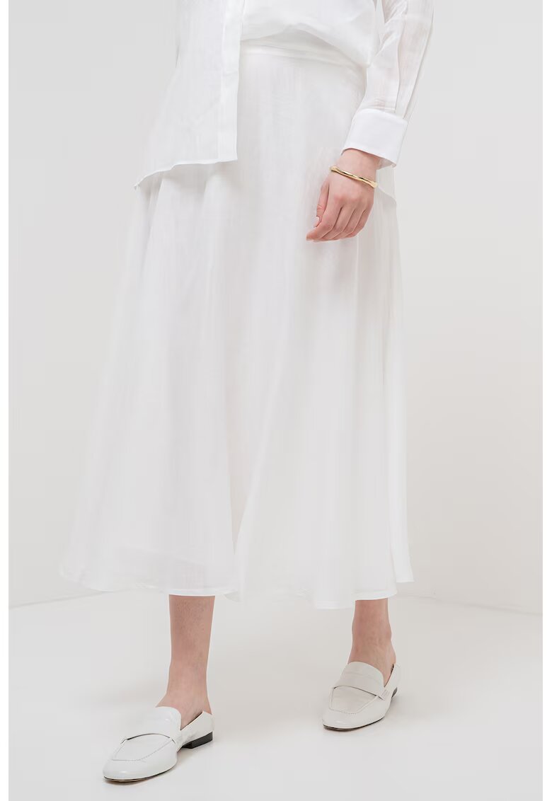 Marella Fusta midi evazata Nippon Ramie - Alb optic