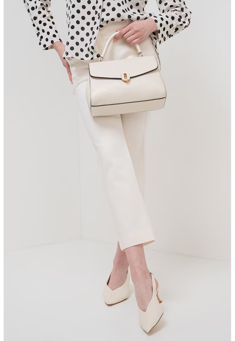 Marella Pantaloni crop cu talie inalta - Crem