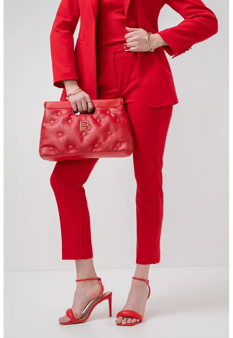 Marella Pantaloni crop cu talie inalta - Rosu