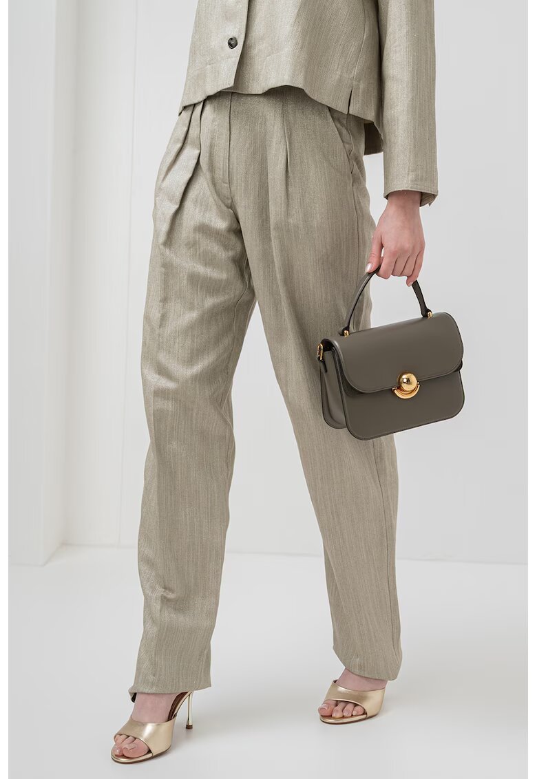 Marella Pantaloni drepti cu talie inalta - Auriu/Kaki