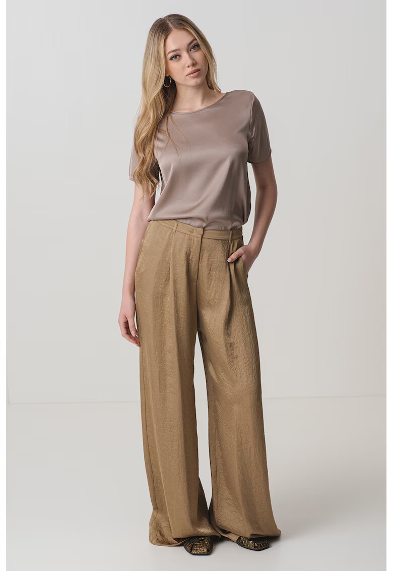 Marella Pantaloni evazati cu talie inalta - Maro deschis