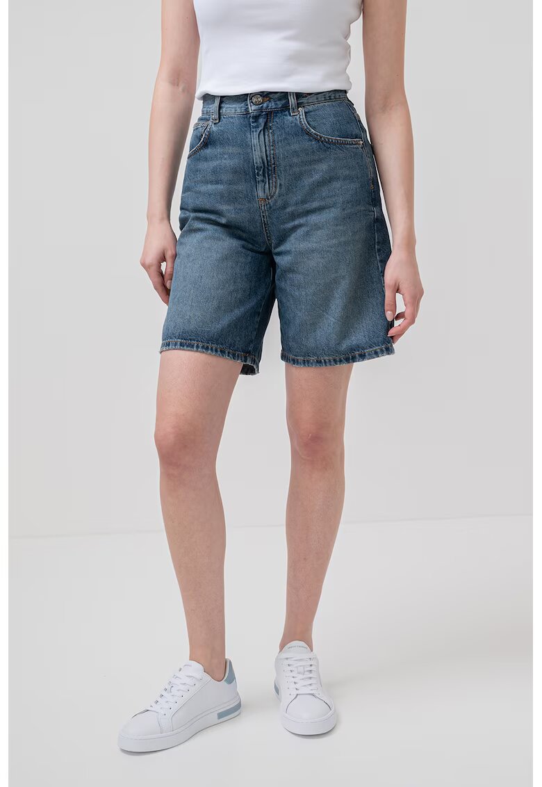 Marella Pantaloni scurti de denim cu talie inalta - Albastru inchis